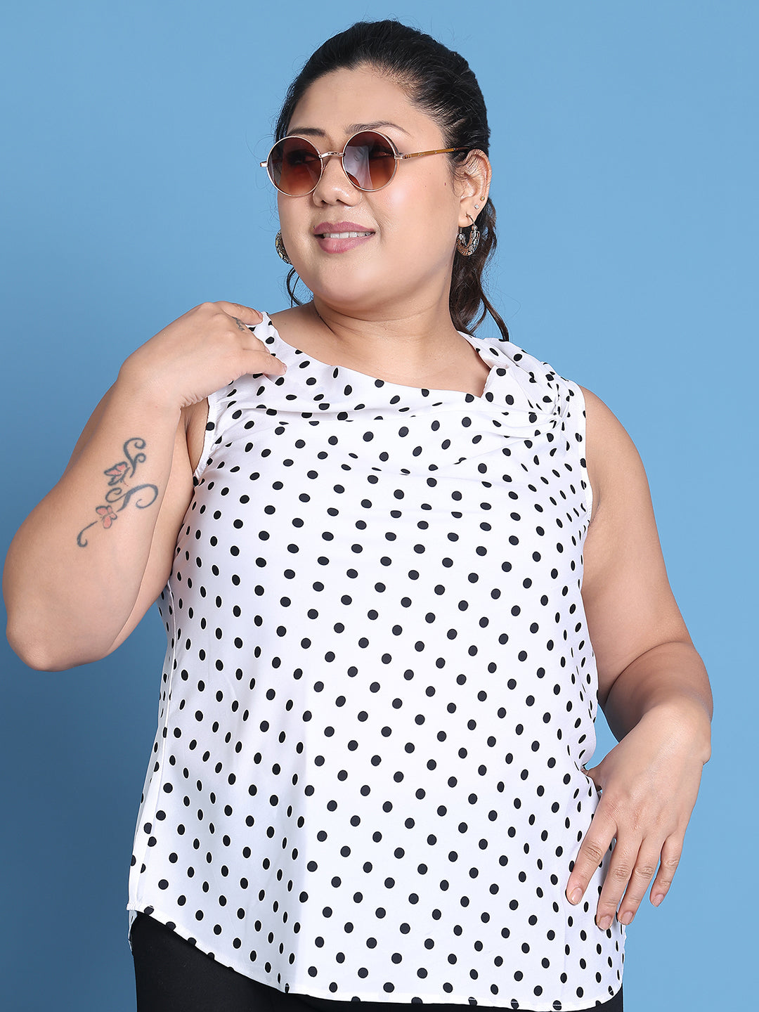 Plus Size Cowl Neck Crepe Top
