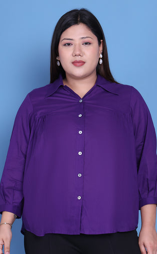 theRebelinme Purple Color Cotton Spread Collar Casual Shirt