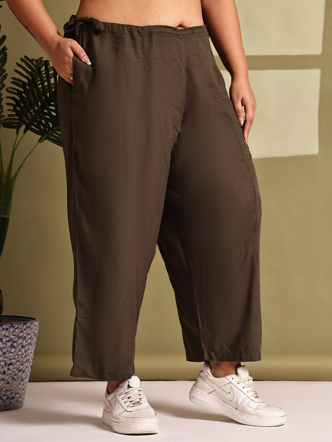 Relaxed Stretch Plus Size Women’s Bottom Wear Trouser