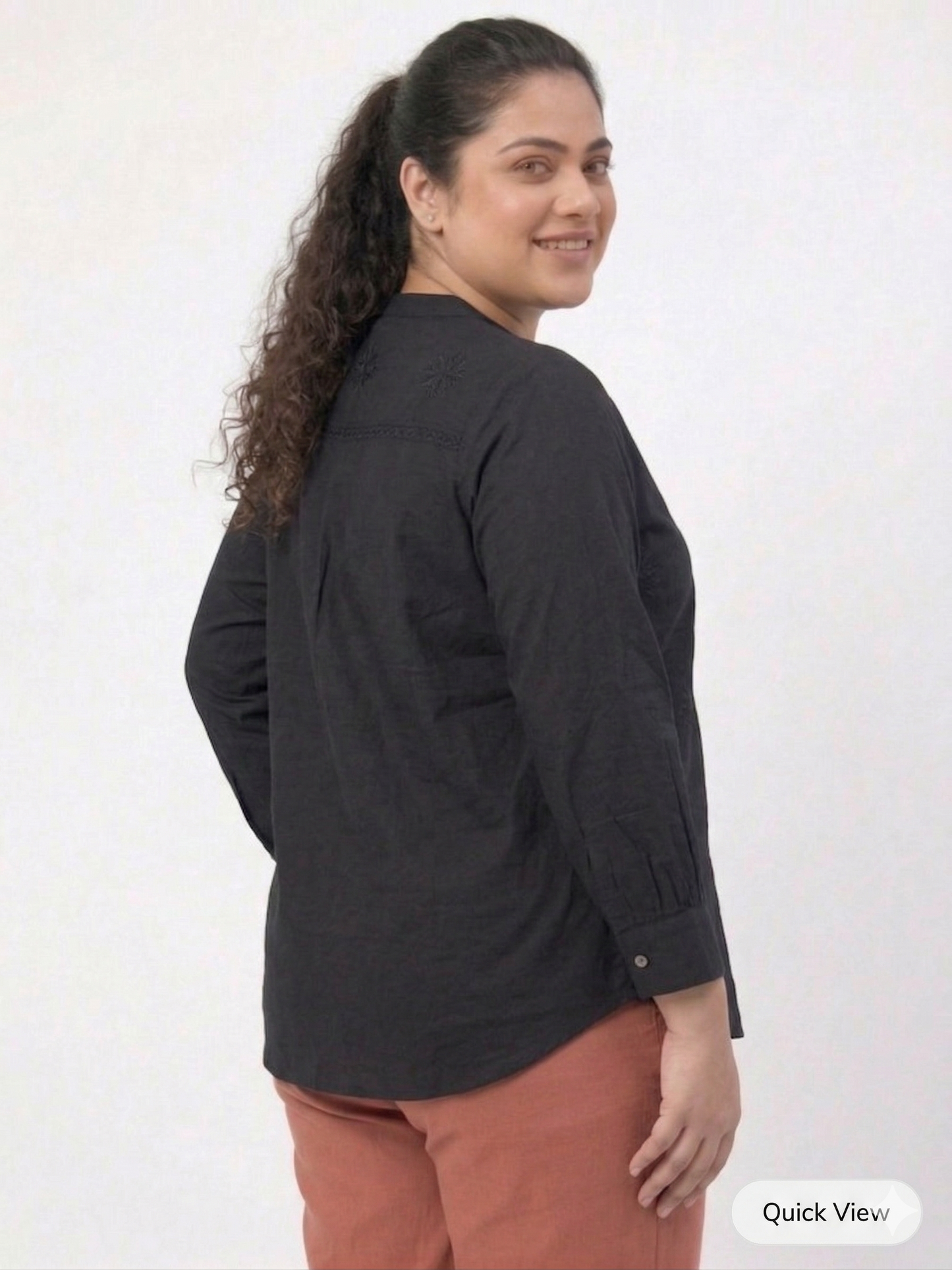 Classic Casual Shirt with Subtle Floral Embroidery