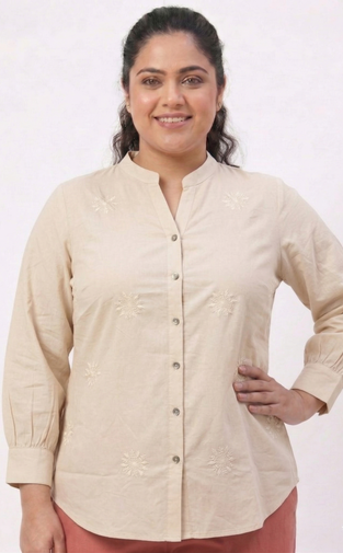 Summer Cotton Shirt with Embroidery