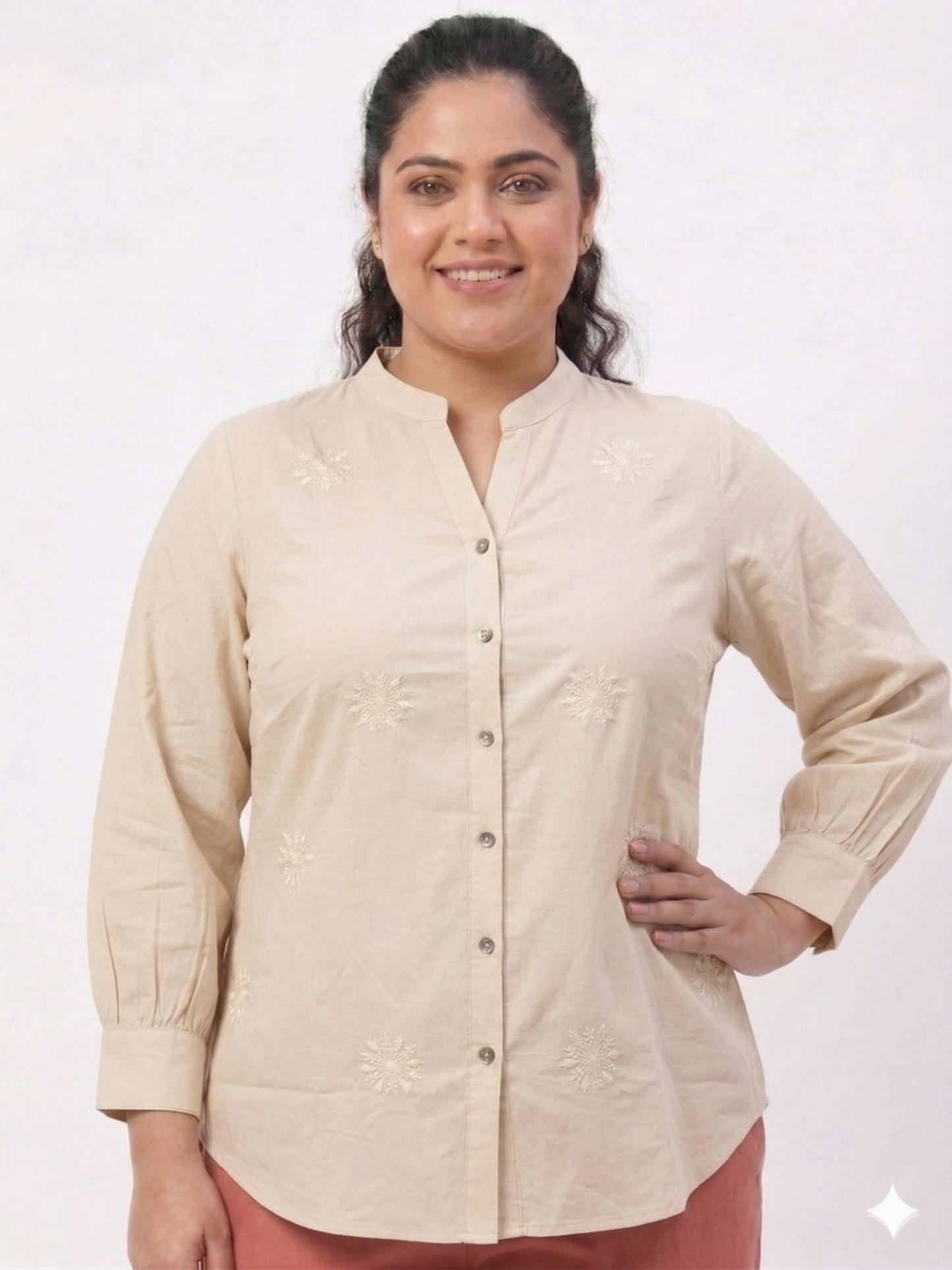 Summer Cotton Shirt with Embroidery