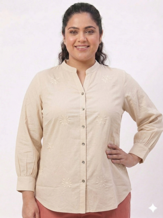 Summer Cotton Shirt with Embroidery