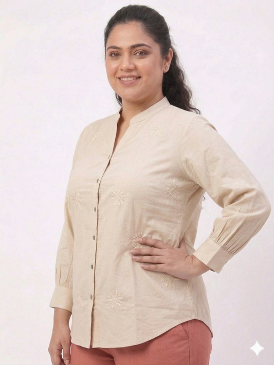Summer Cotton Shirt with Embroidery