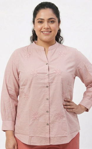 Summer Cotton Shirt with Embroidery