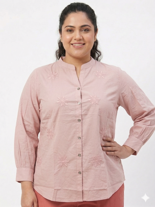 Summer Cotton Shirt with Embroidery
