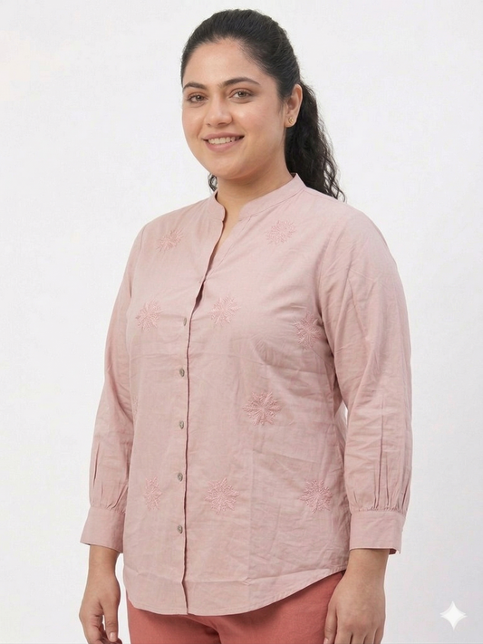 Summer Cotton Shirt with Embroidery