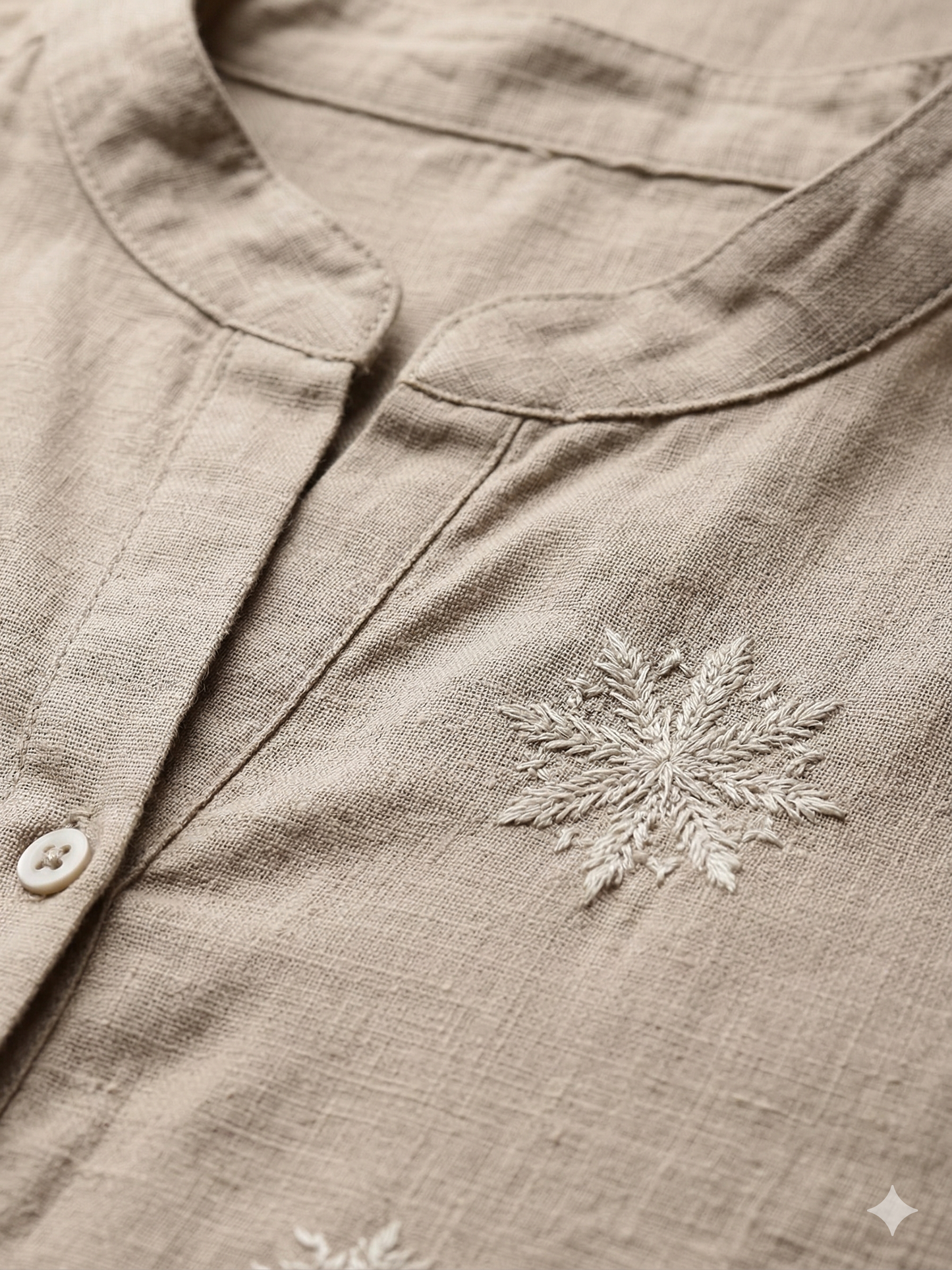 Classic Casual Shirt with Subtle Floral Embroidery