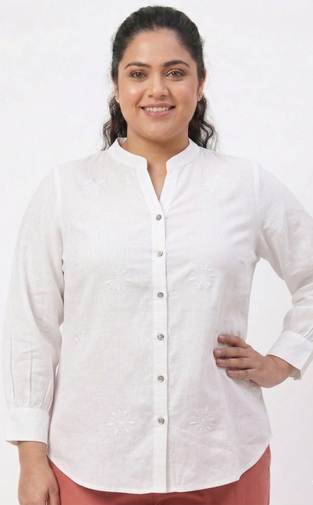 Summer Cotton Shirt with Embroidery