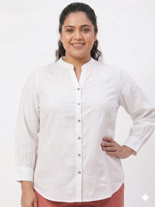 Summer Cotton Shirt with Embroidery