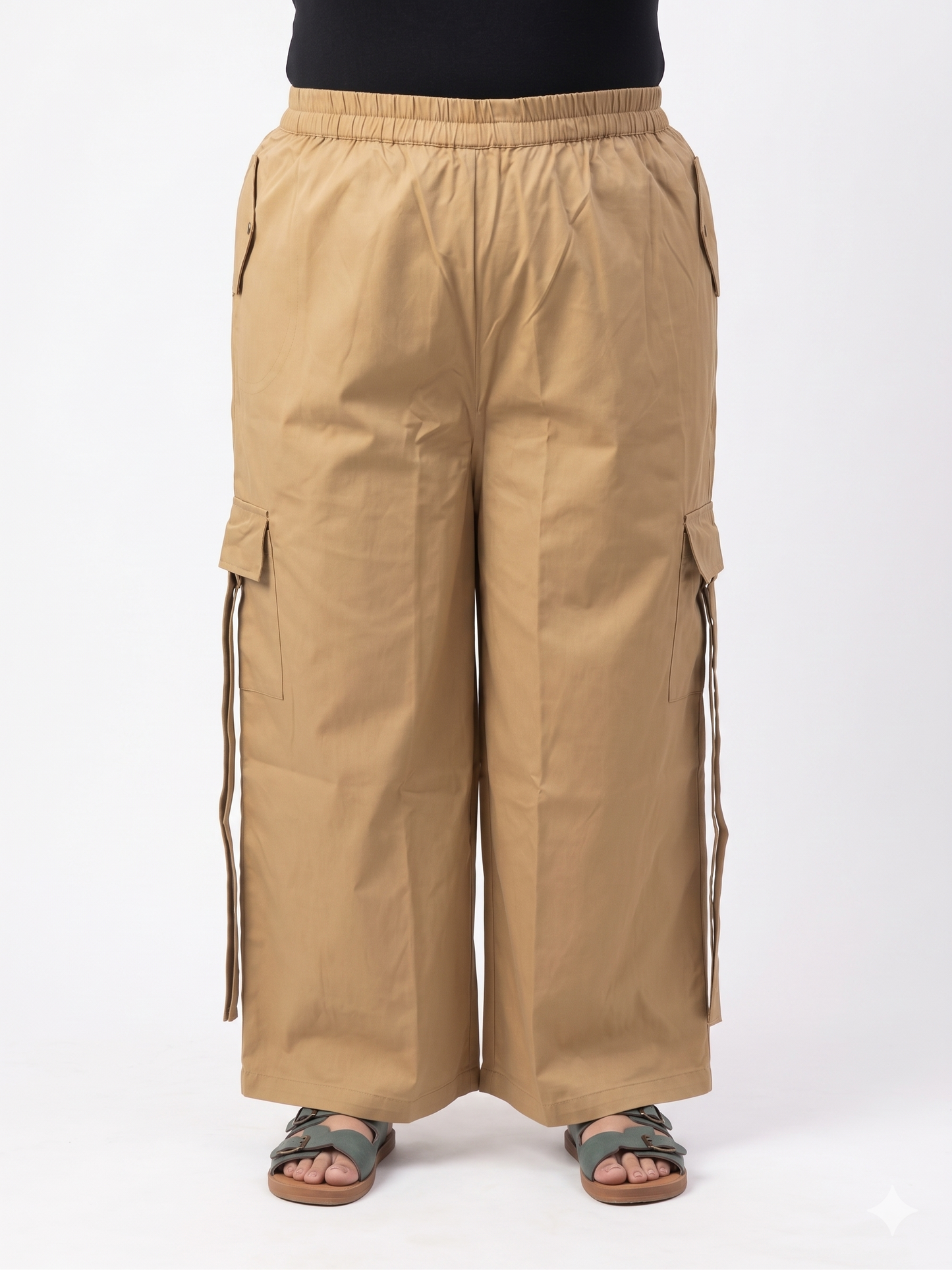 Wide-Leg Cotton Cargo Trousers