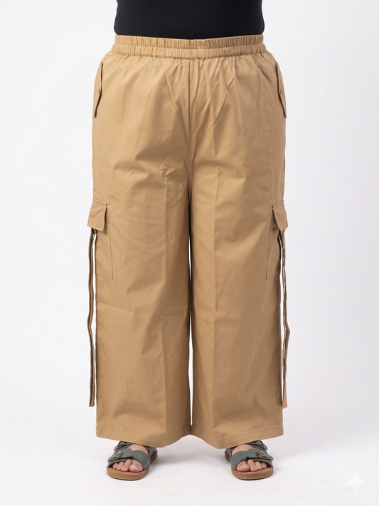 Wide-Leg Cotton Cargo Trousers