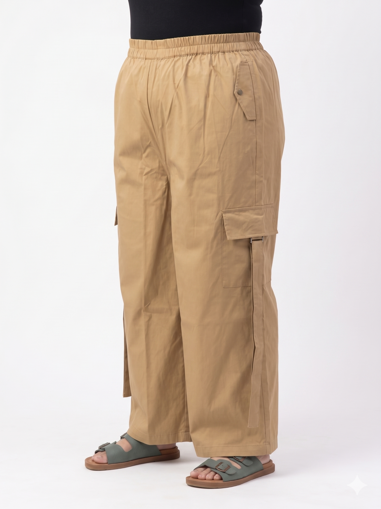 Wide-Leg Cotton Cargo Trousers
