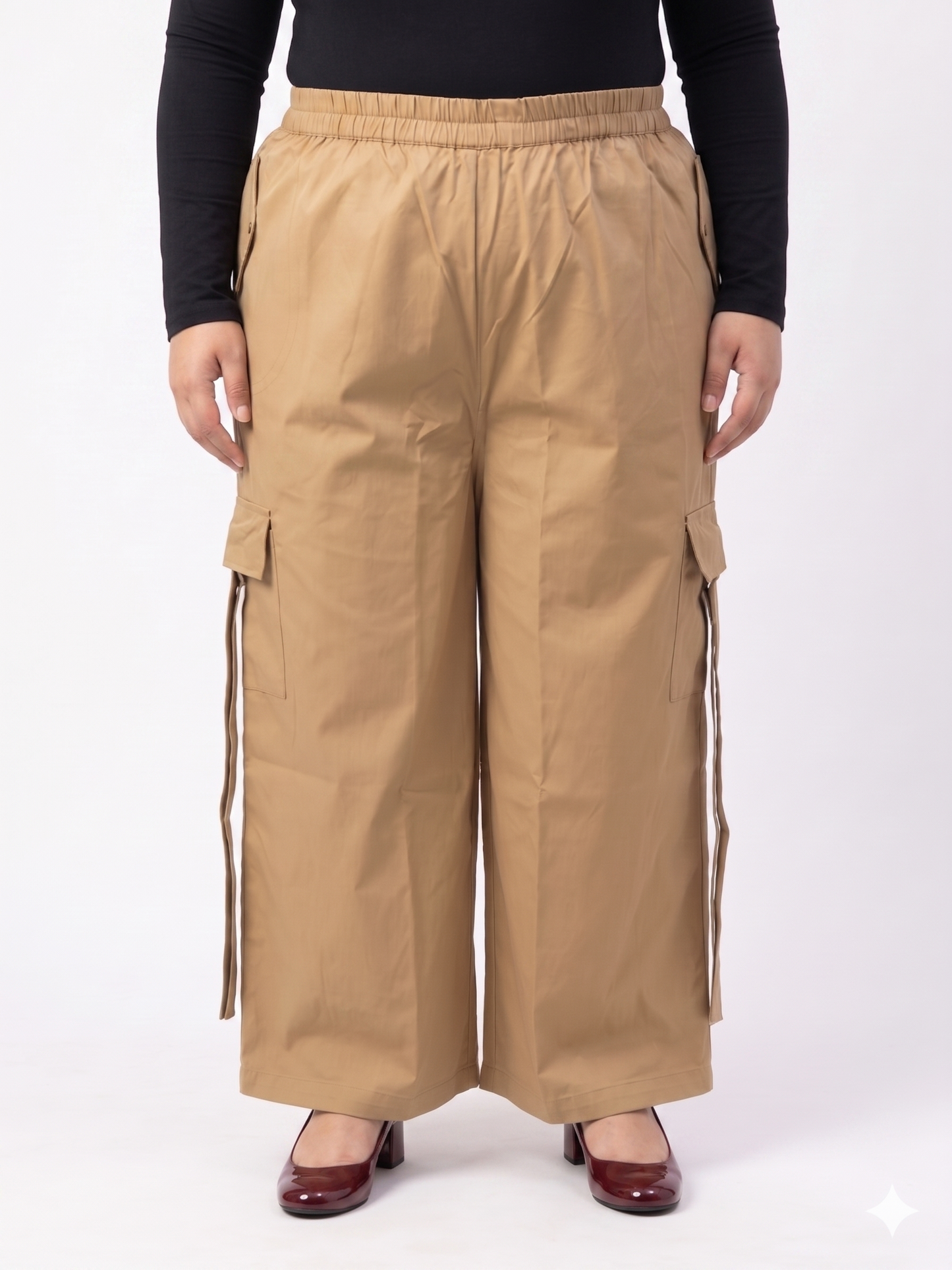 Wide-Leg Cotton Cargo Trousers