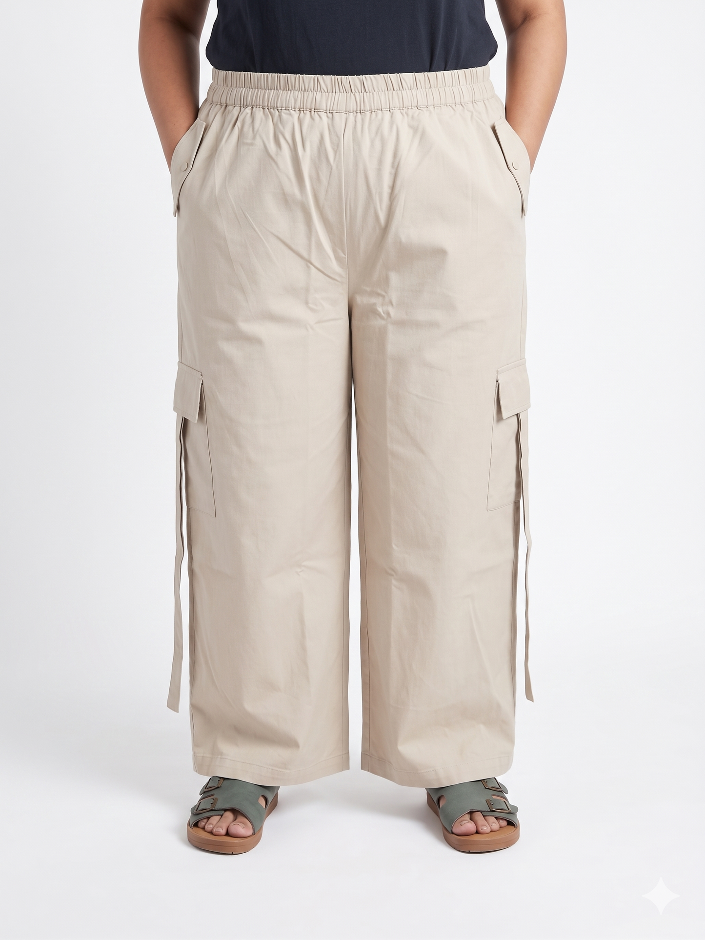 Wide-Leg Catton Cargo Trousers
