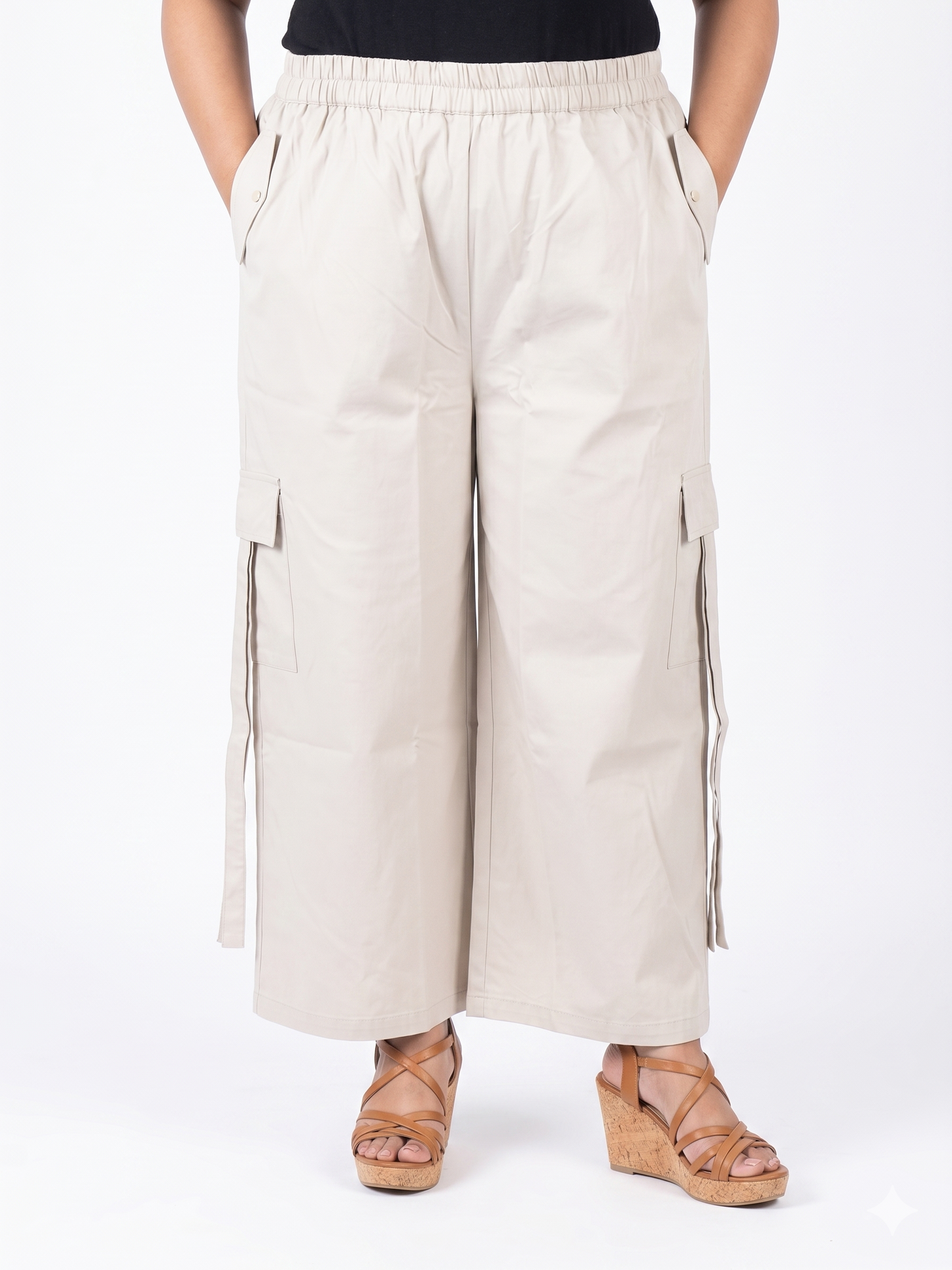 Wide-Leg Catton Cargo Trousers