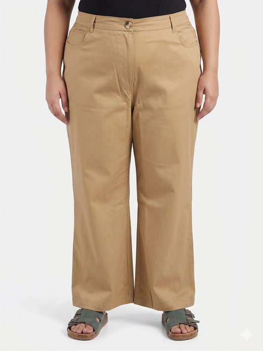 High-Waist Straight Fit Cropped Trousers for Women