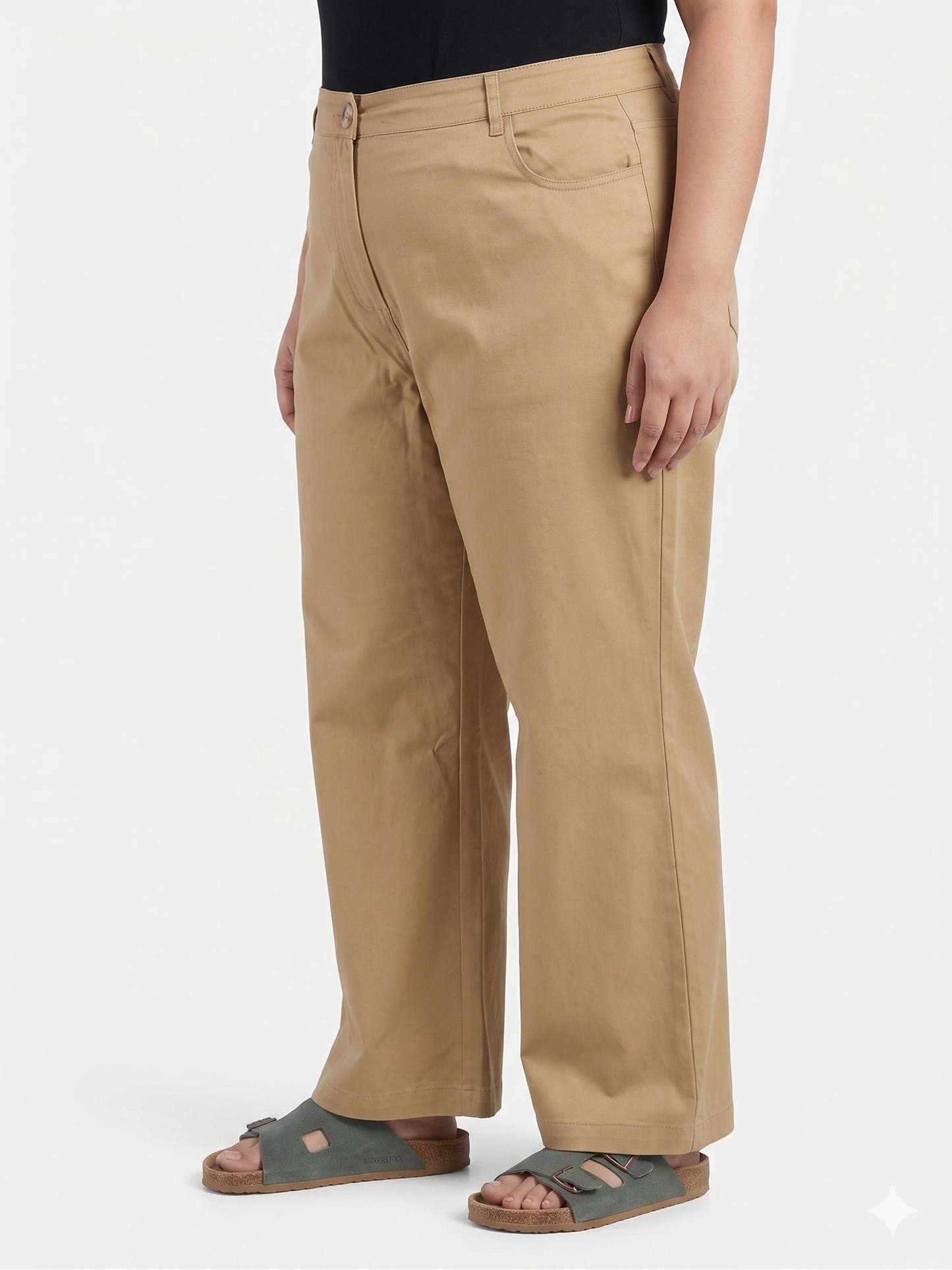 High-Waist Straight Fit Cropped Trousers for Women
