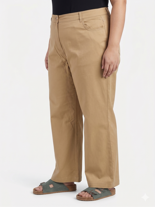 High-Waist Straight Fit Cropped Trousers for Women