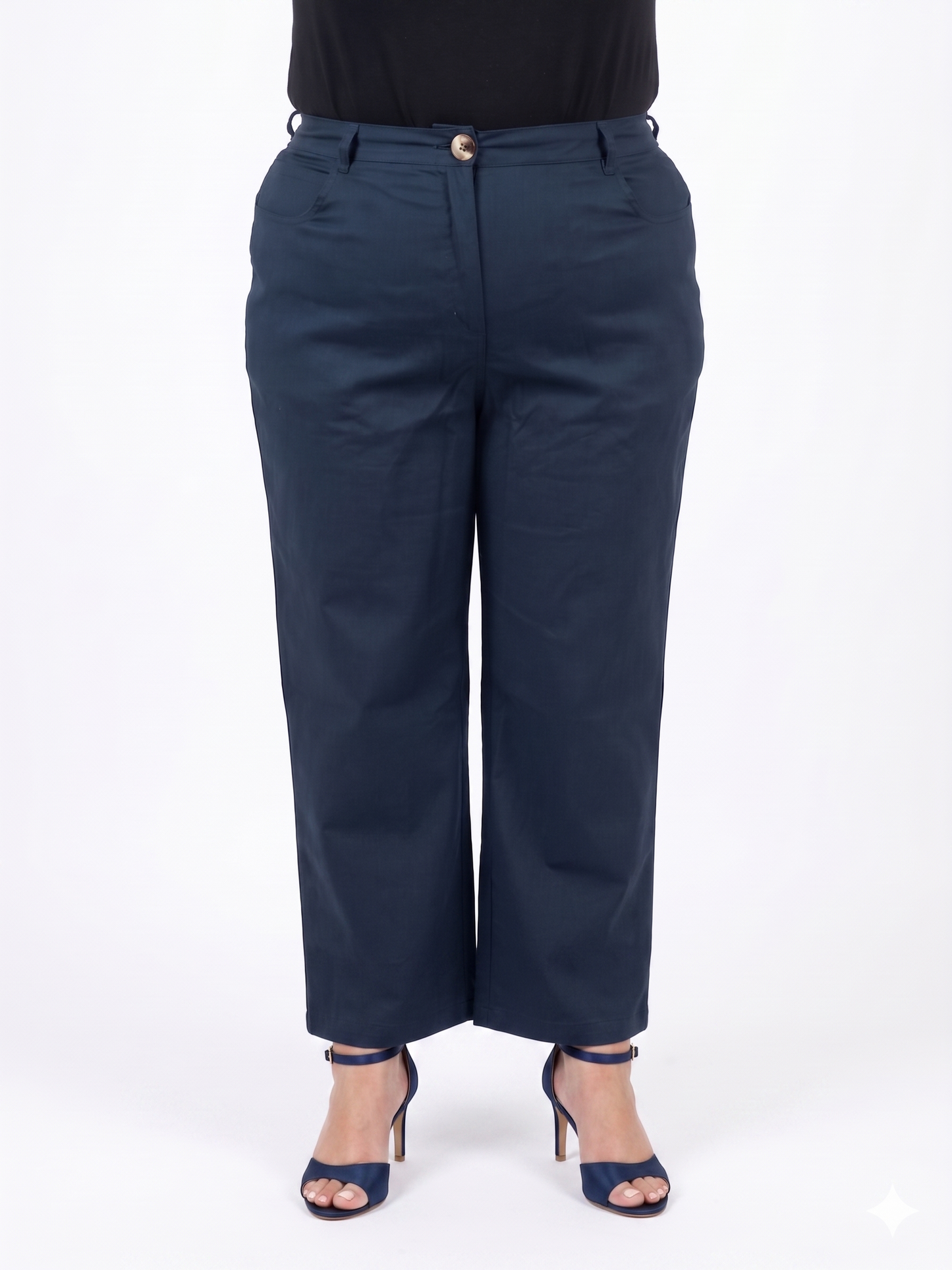 High-Waist Straight Fit Cropped Trousers for Women