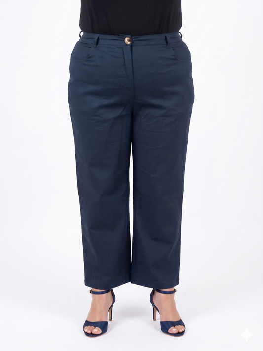 High-Waist Straight Fit Cropped Trousers for Women