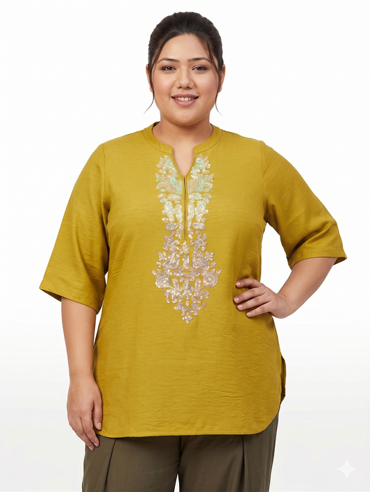 Elegant Embroidered Plus Size Tunic Top