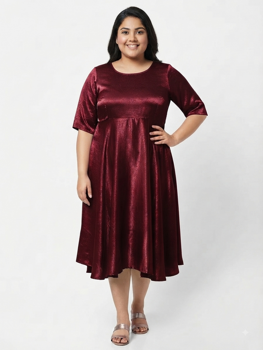 Plus Size Women’s Party Dress in Washed Satin
