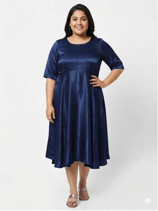 Plus Size Women’s Party Dress in Washed Satin