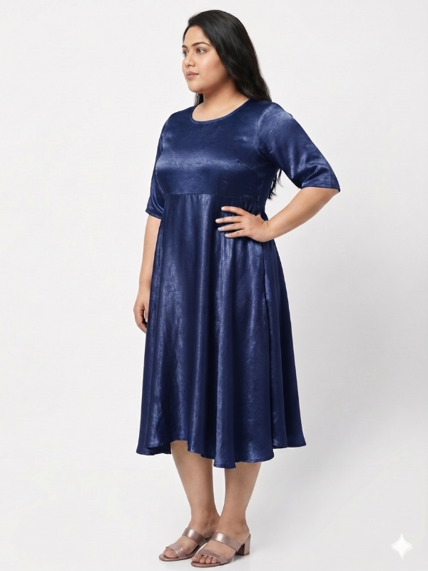 Plus Size Women’s Party Dress in Washed Satin