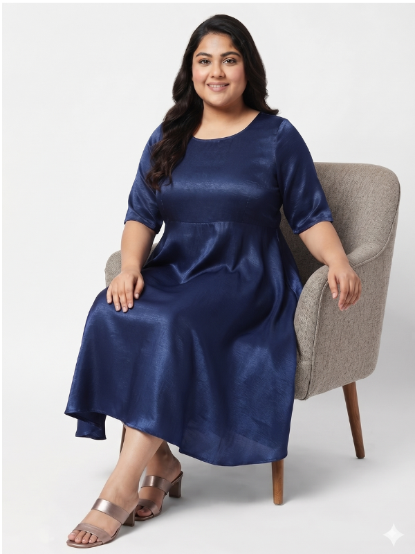 Plus Size Women’s Party Dress in Washed Satin
