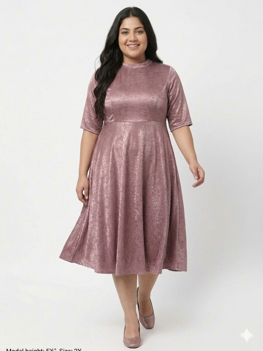 Plus Size Women’s Party Dress in Washed Satin