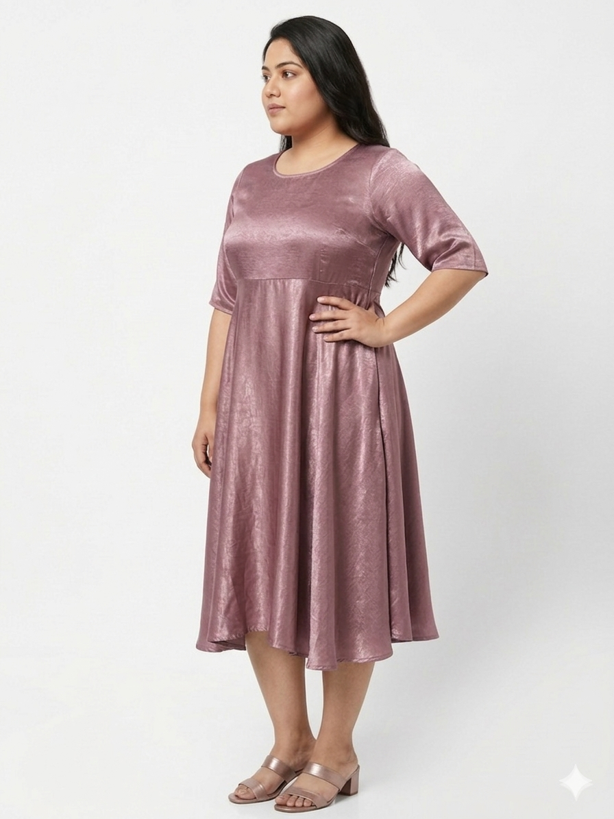 Plus Size Women’s Party Dress in Washed Satin