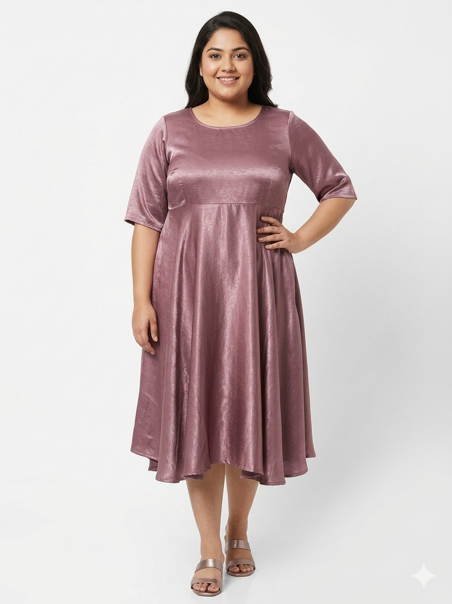 Plus Size Women’s Party Dress in Washed Satin