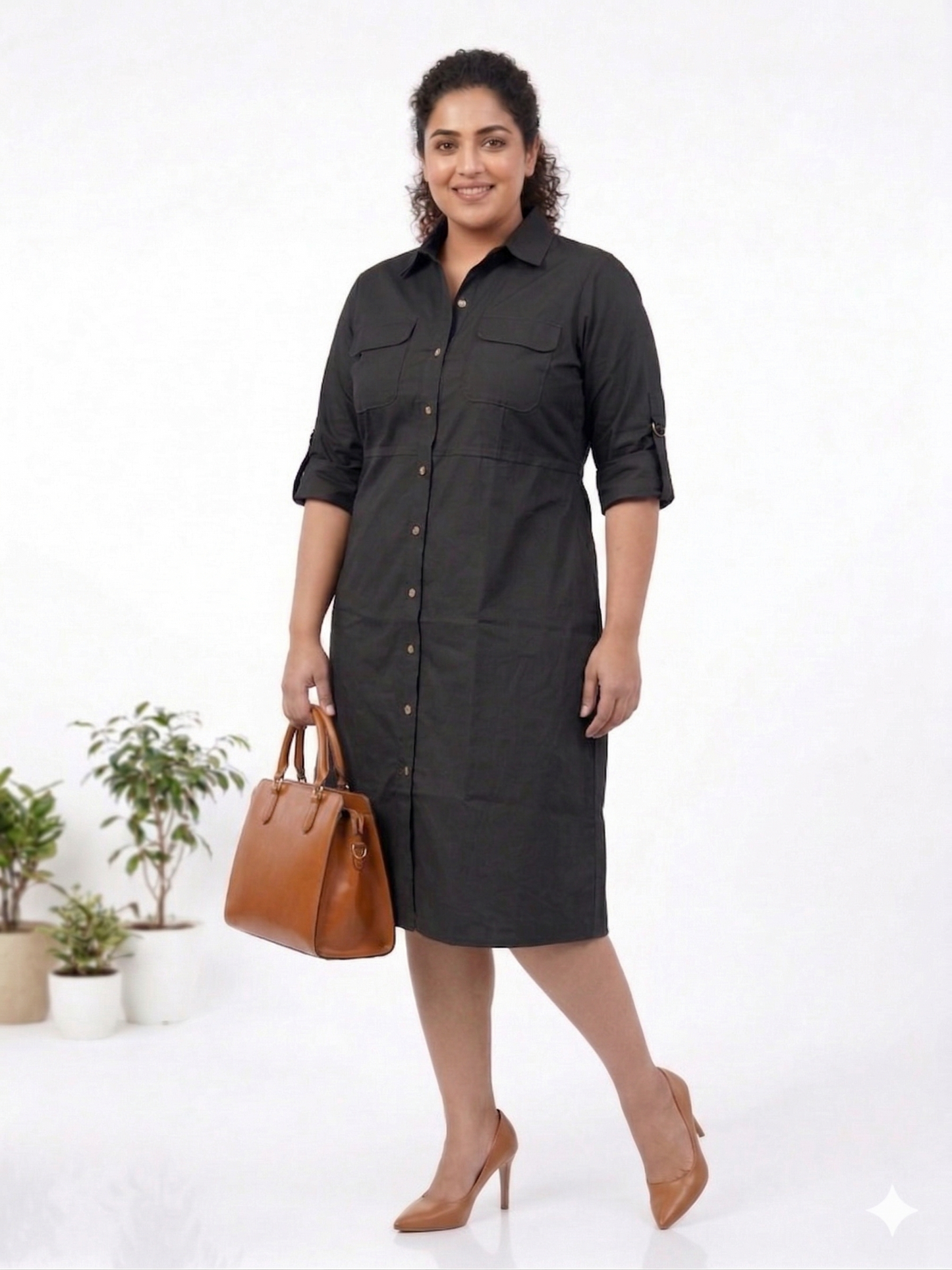 Plus Size Cotton Twill Dress for Women