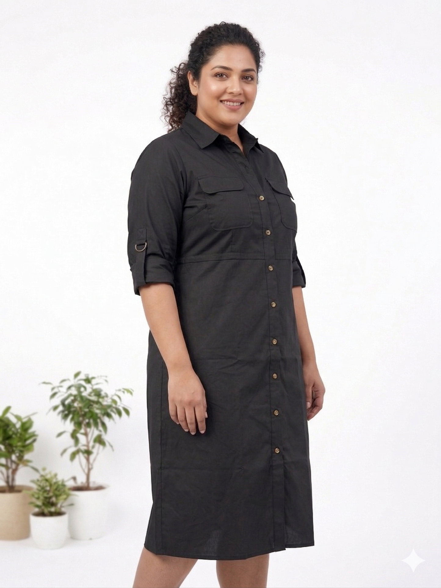 Plus Size Cotton Twill Dress for Women