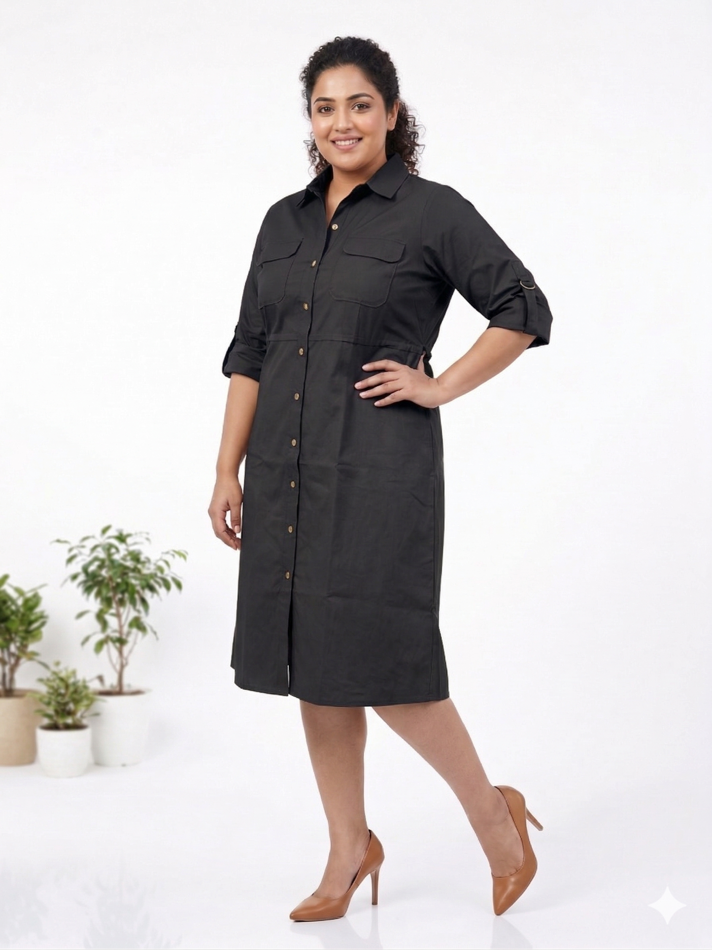 Plus Size Cotton Twill Dress for Women