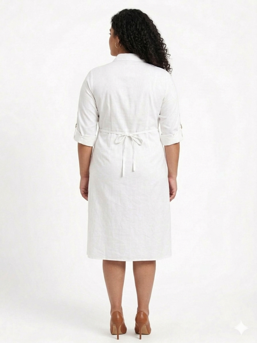 Plus Size Cotton Twill Shirt Dress for Women