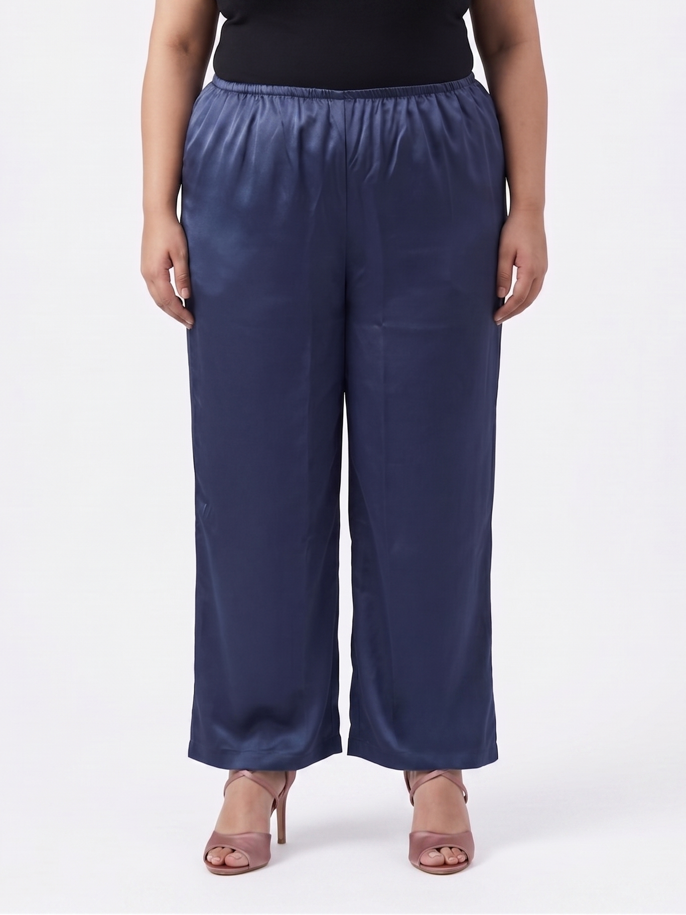 Plus Size Washed Satin Pants