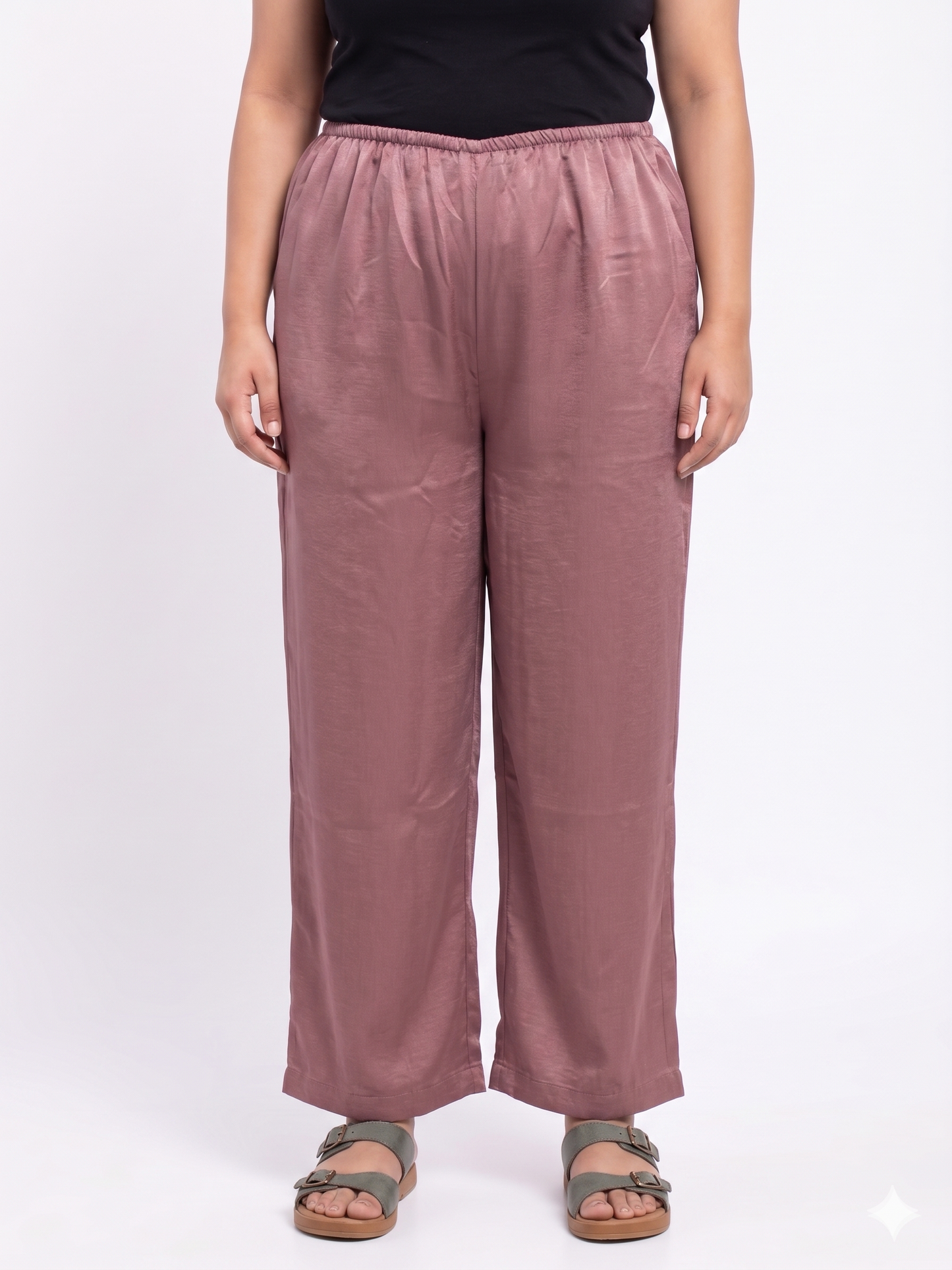Plus Size Washed Satin Pants