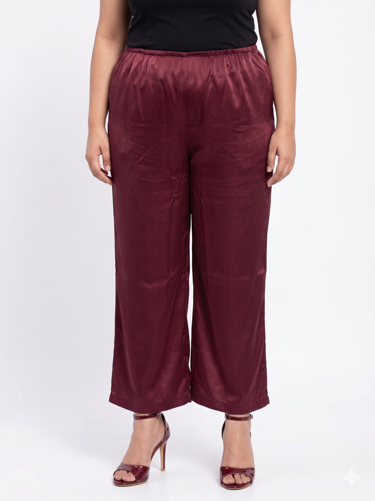 Plus Size Washed Satin Pants