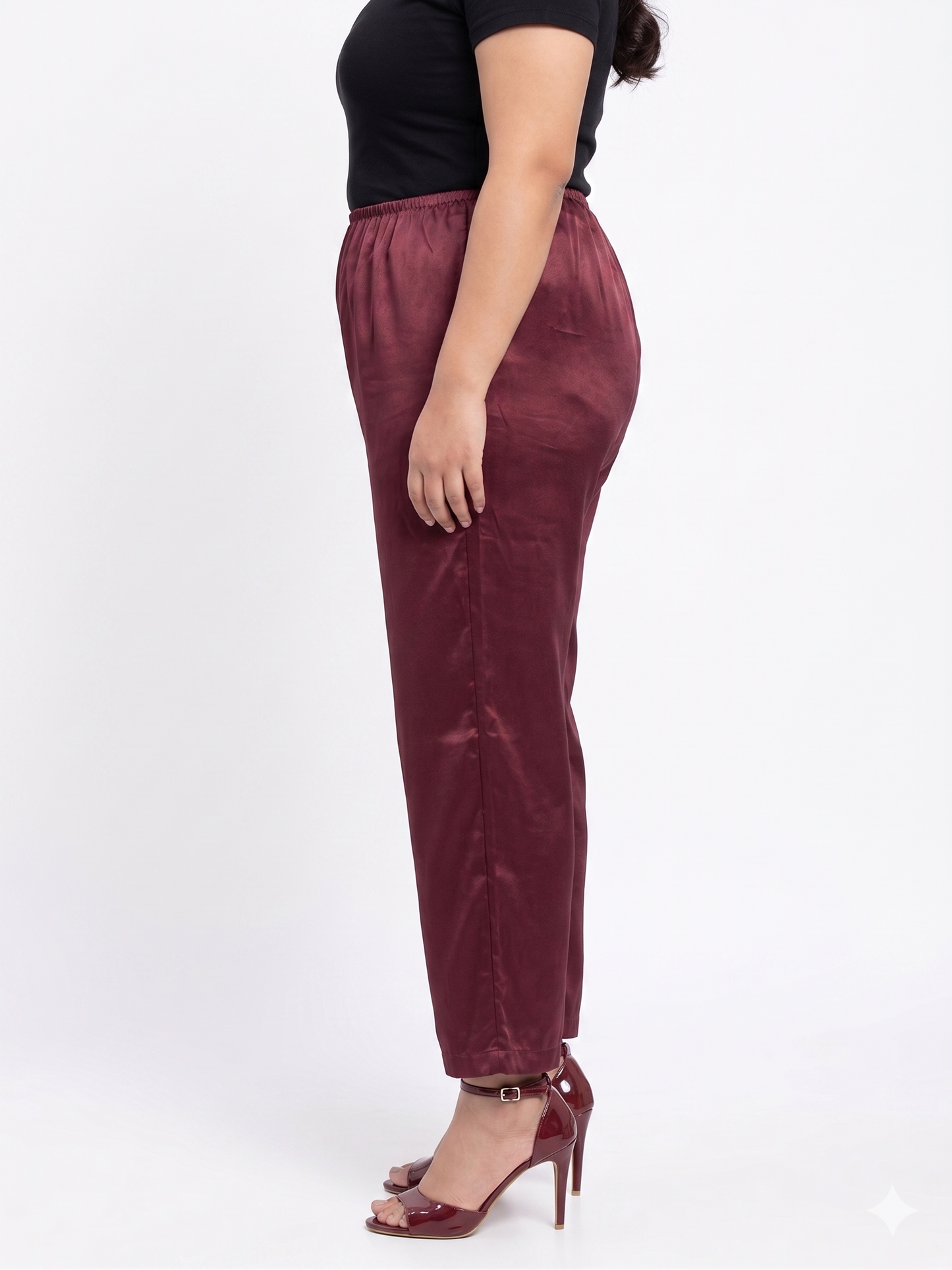 Plus Size Washed Satin Pants