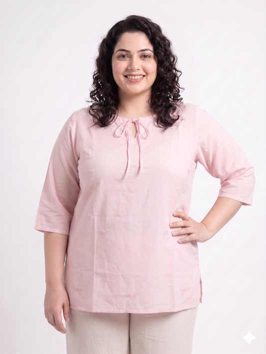 Everyday Comfort Embroidered Cotton Top