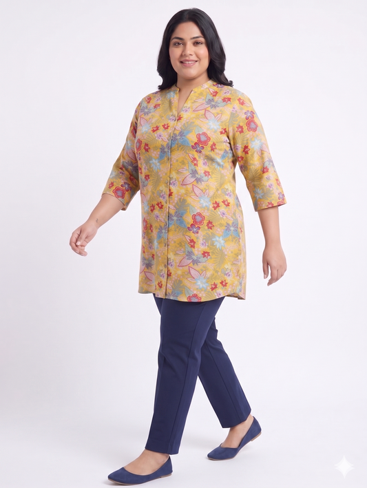 Yellow Floral Casual Top