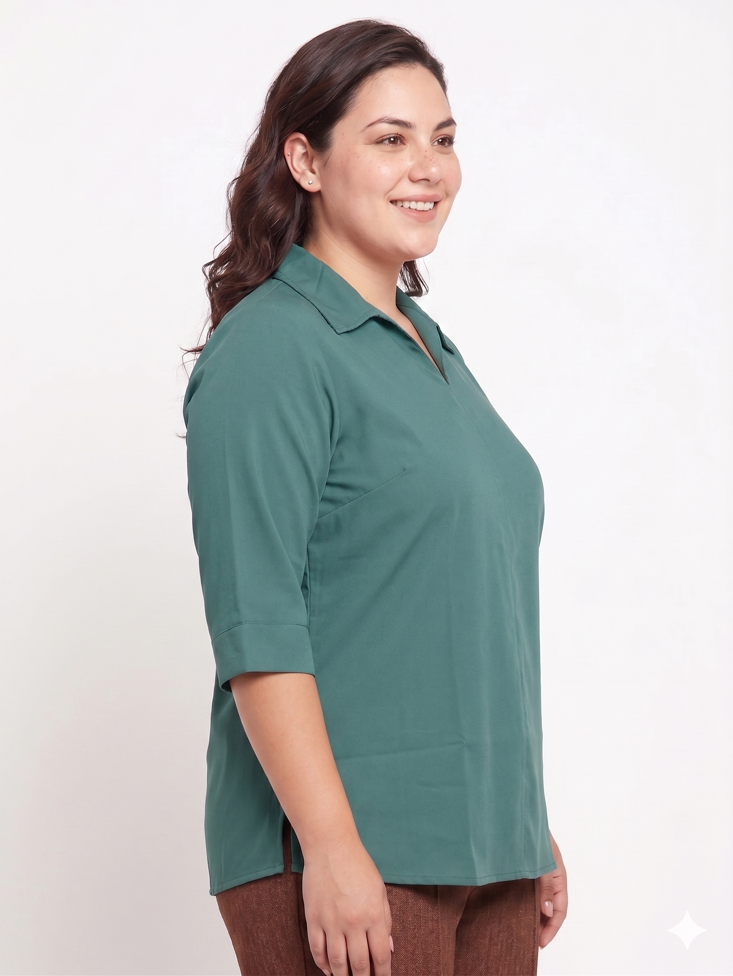 Collared Women’s Top in Moss Crepe