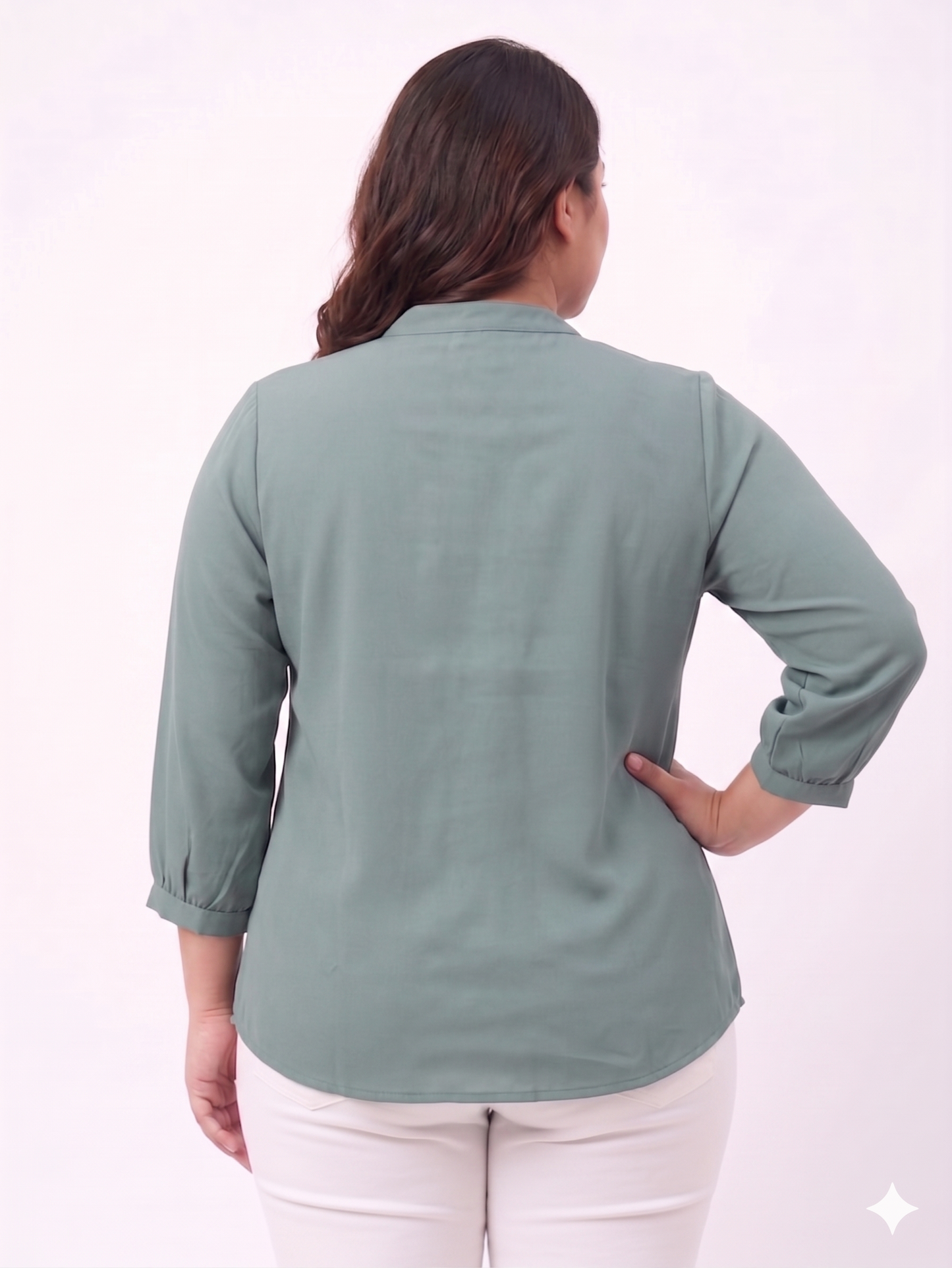 Elegant Aqua green Piped Detail Top