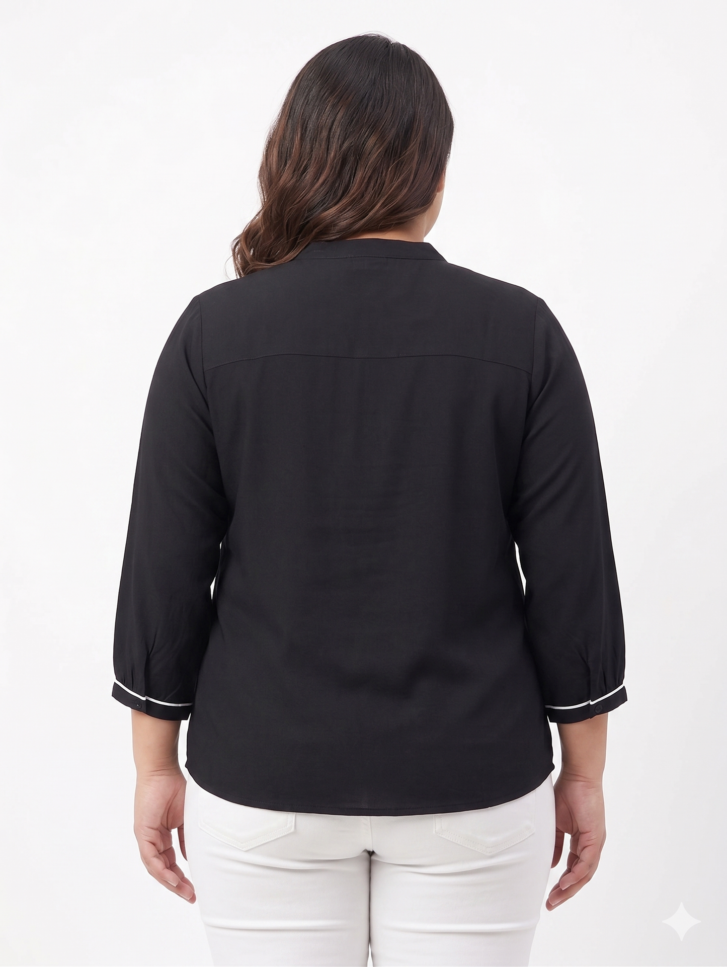Elegant Black Piped Detail Top