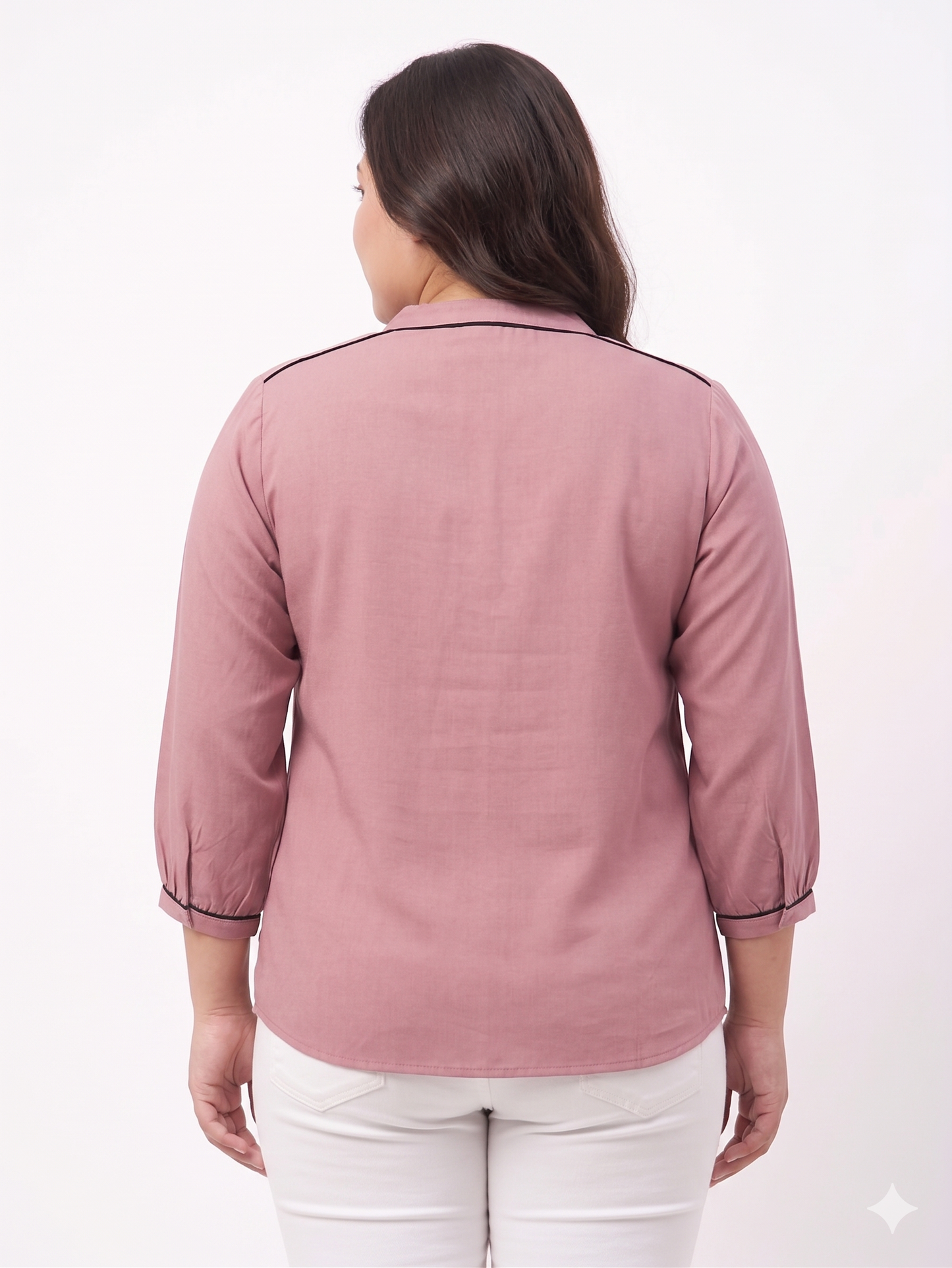 Elegant Mauve Piped Detail Top