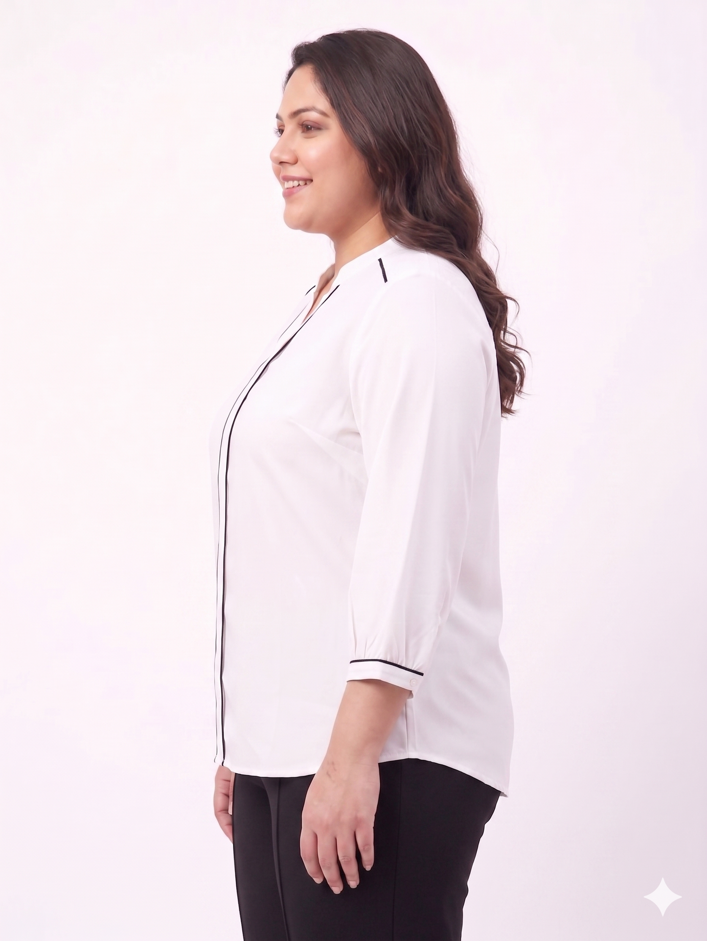 Elegant White Piped Detail Top