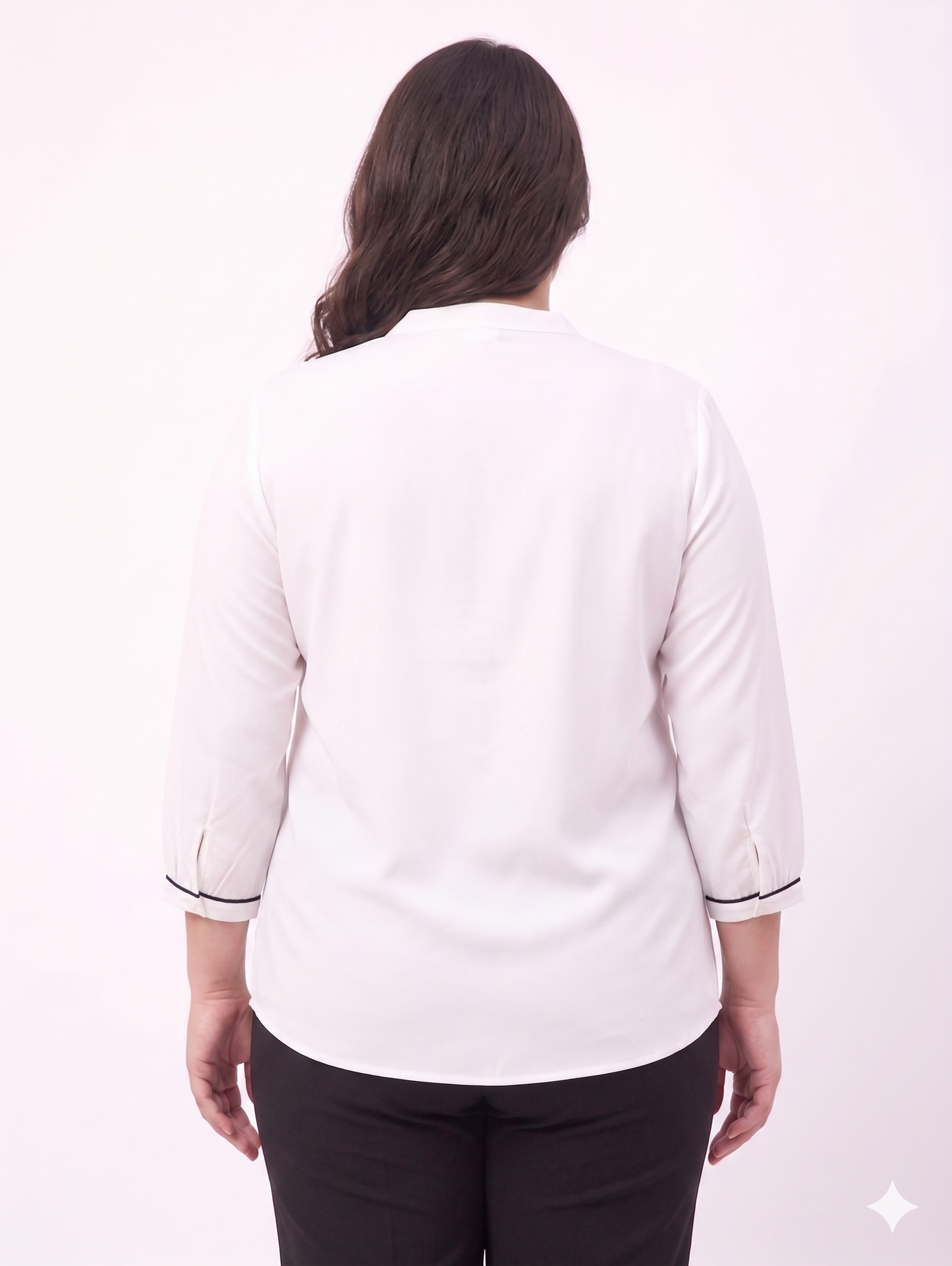 Elegant White Piped Detail Top