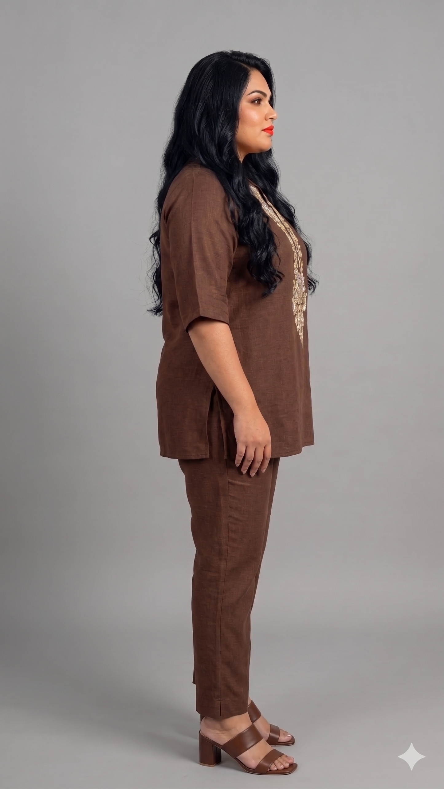 Premium Linen Embroidered Tunic & Trouser Set